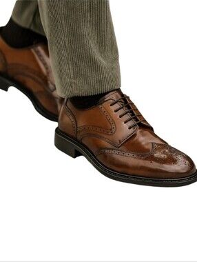 Bruno Marc Classic Men’s Brown Leather Wingtip Dress Shoes
